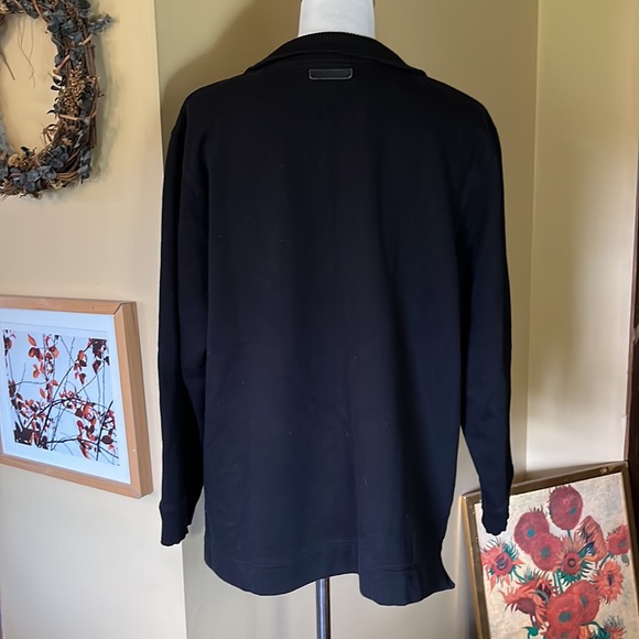 RALPH LAUREN Size 1X Mockneck 1/4 Zip Black & Silver HW Pocket Leather Trim PREP - Picture 8 of 16